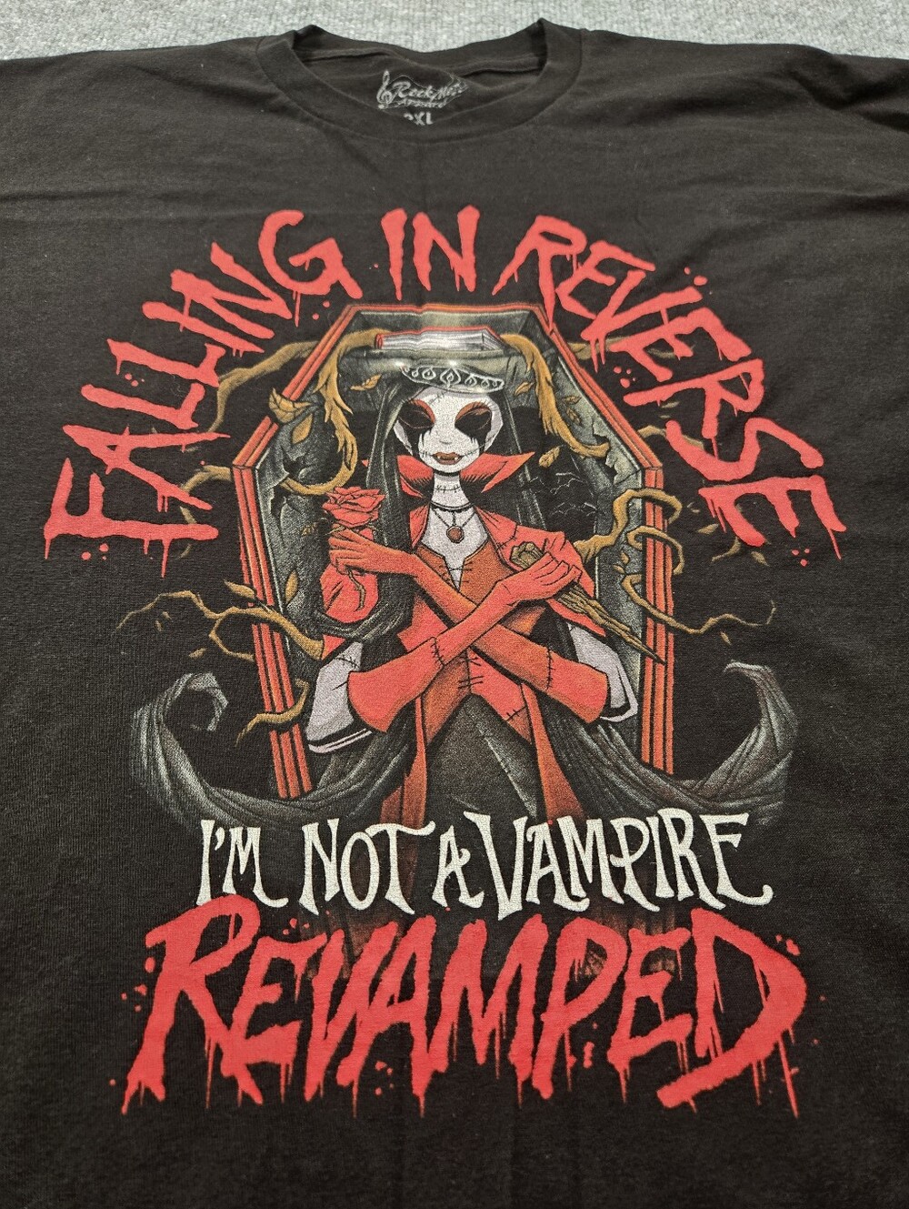 Falling In Reverse Im Not A Vampire Revamped Band Shirt 2XL Black Graphic Tee